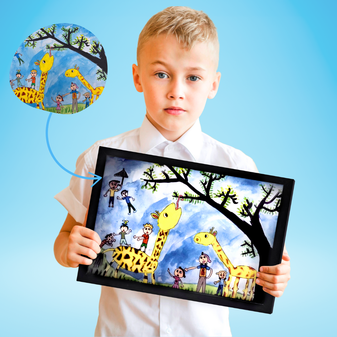 Child Holding Framed Art 